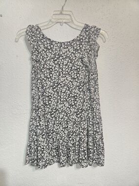 Black & White Floral Ruffle Sundress Ivy May Large